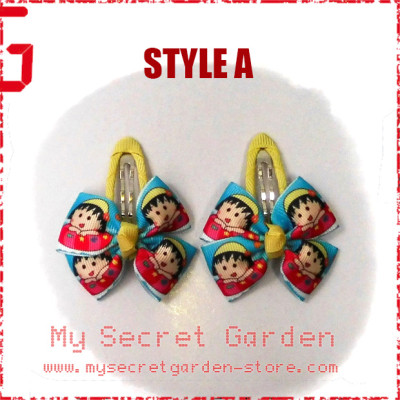 Chibi Maruko-Chan ちびまる子ちゃん Anime Grosgrain Ribbon Girls Hair Bows Clip BB Hair Pin